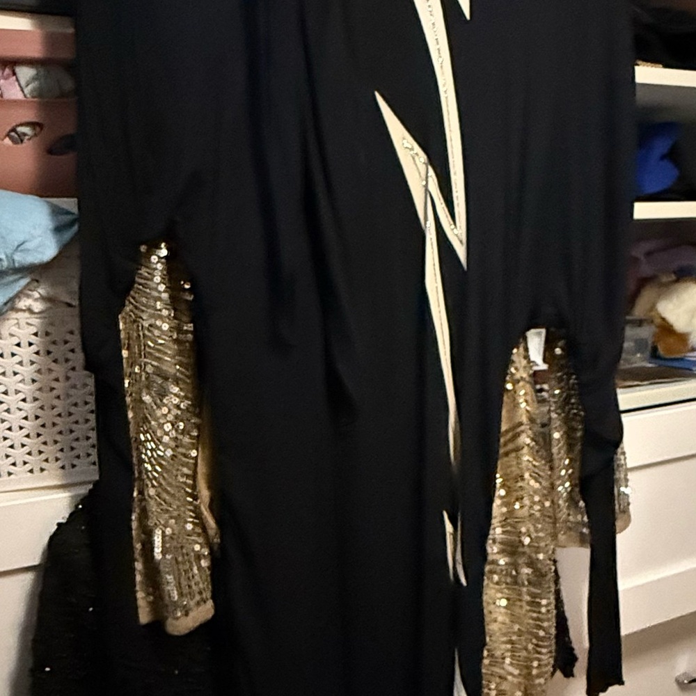 Black Dress with Gold Sequin Accents